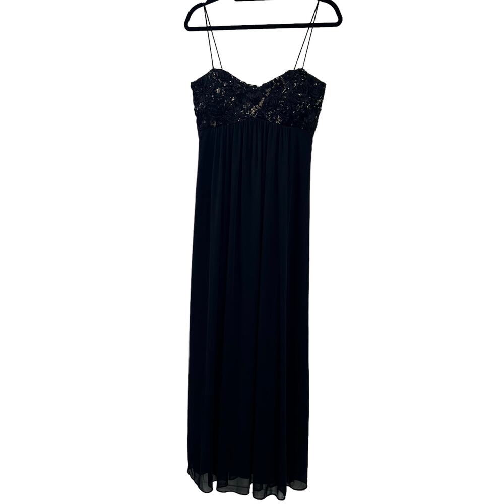 Reign On Black Nude Floral Lace Floor Length Formal Dress 7/8